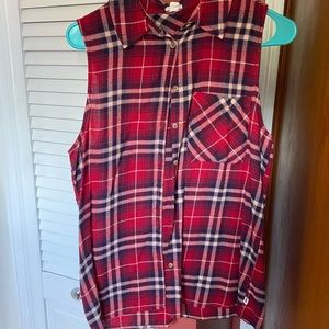 GARAGE Button-Up Sleeveless Flannel